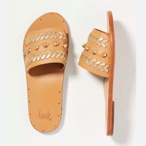 Beek Barbet Sandals Size 9 Tan/Gold Lightly Worn